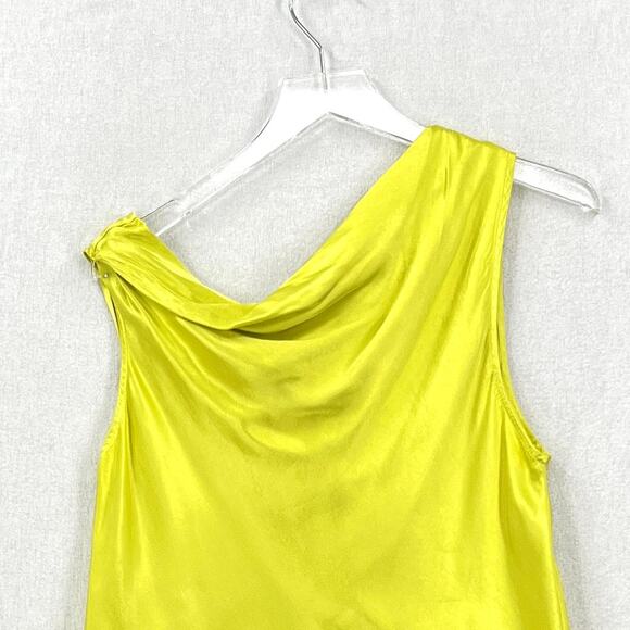 ENZA COSTA Satin Bias Off the Shoulder Top Womens Large 3 Lime Green Shirt NEW - Picture 9 of 16